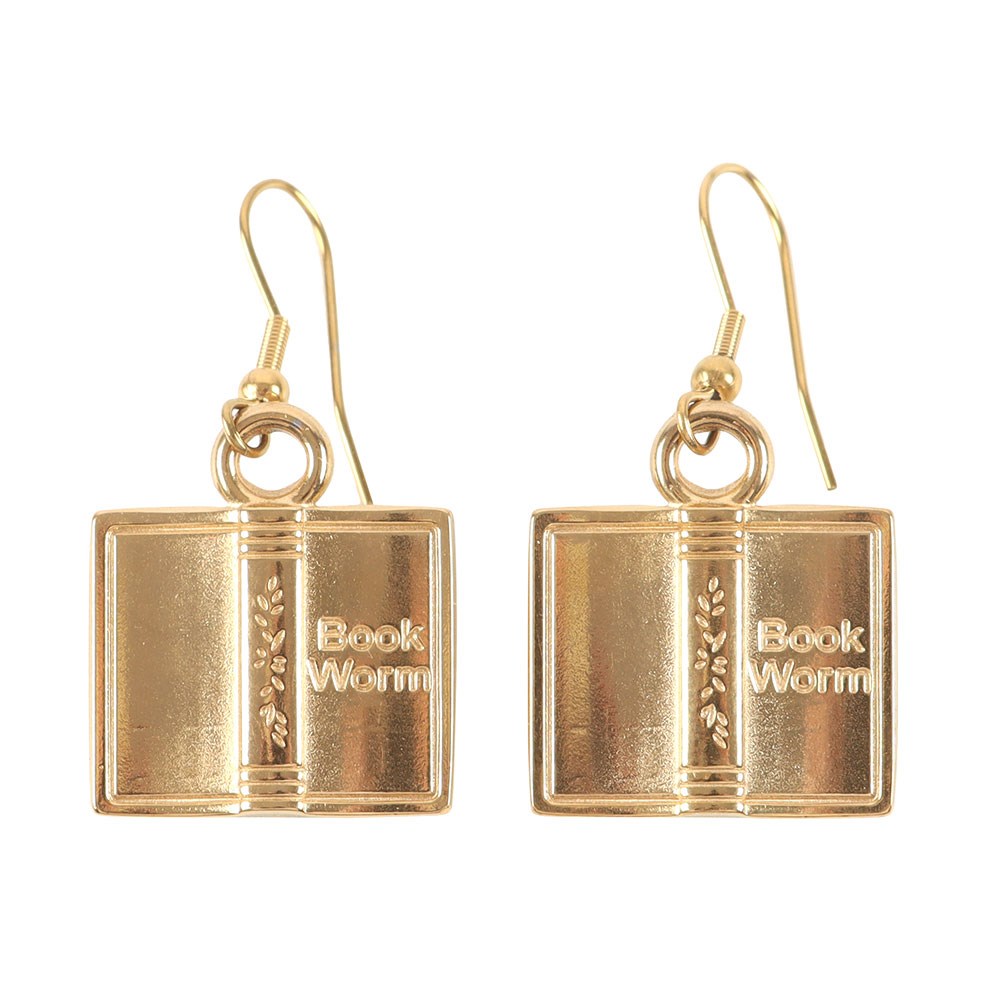 Book Worm Stainless Steel Earrings