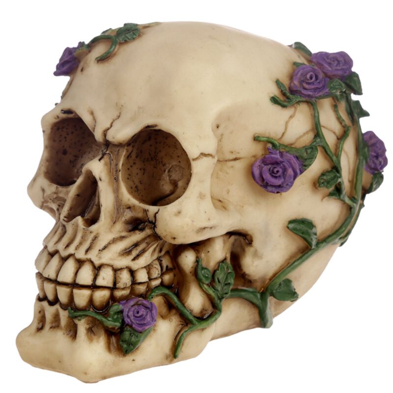 Skull & Bones With Purple Roses