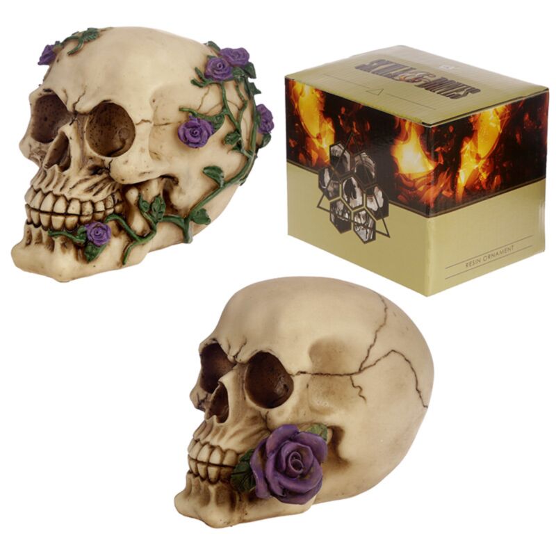 Skull & Bones With Purple Roses