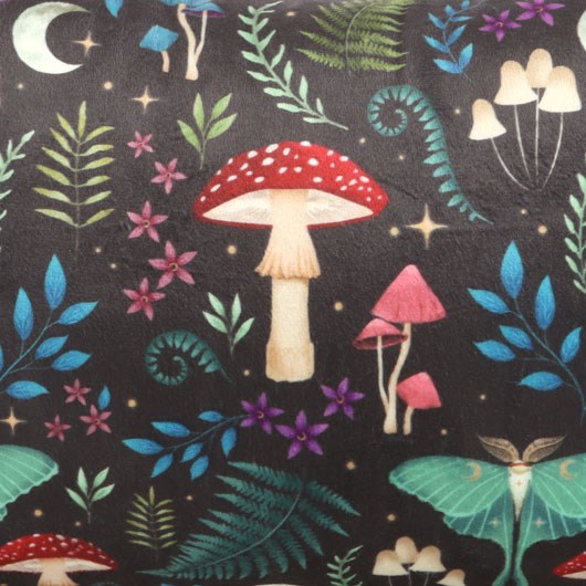 Dark Forest Mushroom & Moth Cushion