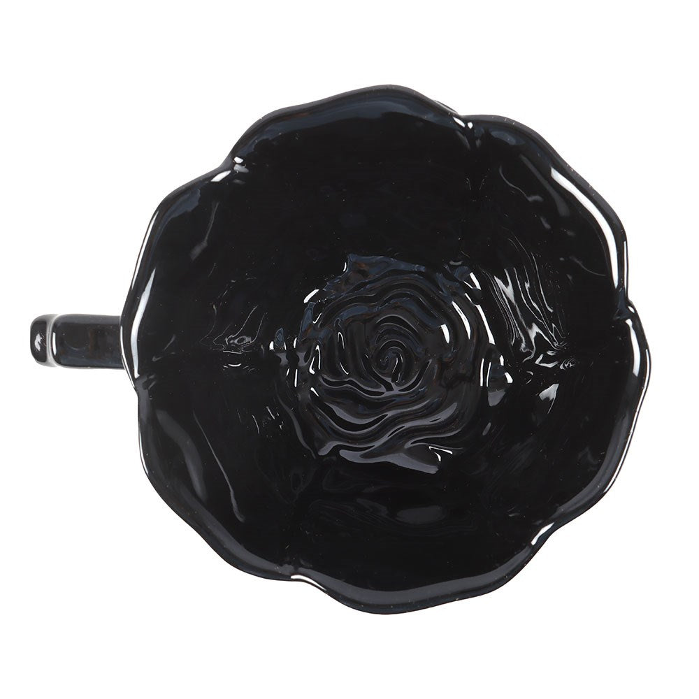 Black Rose Teacup and Saucer