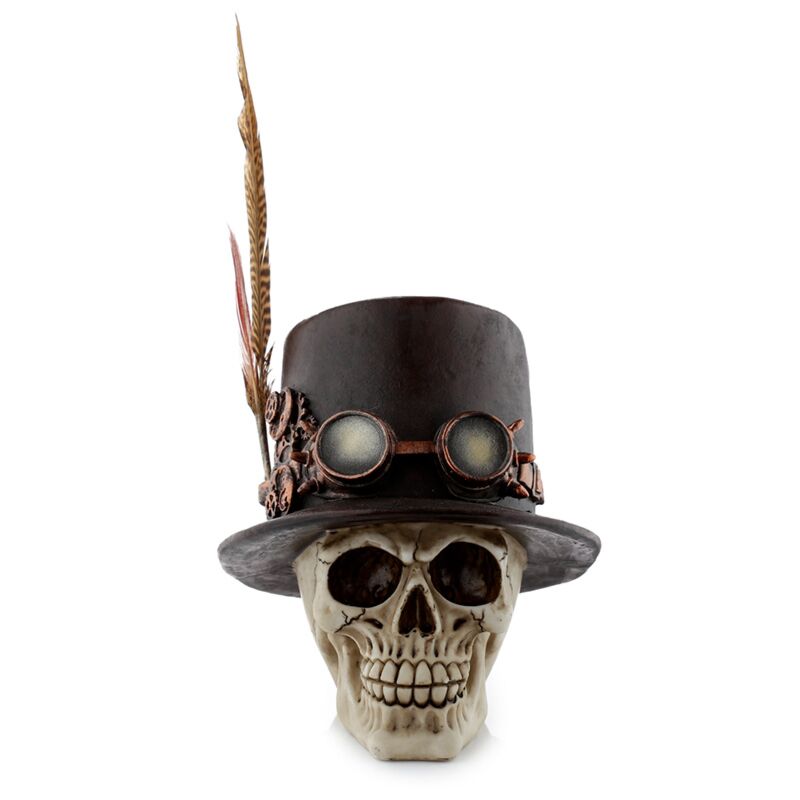Steampunk Skull With Tophat And Feather