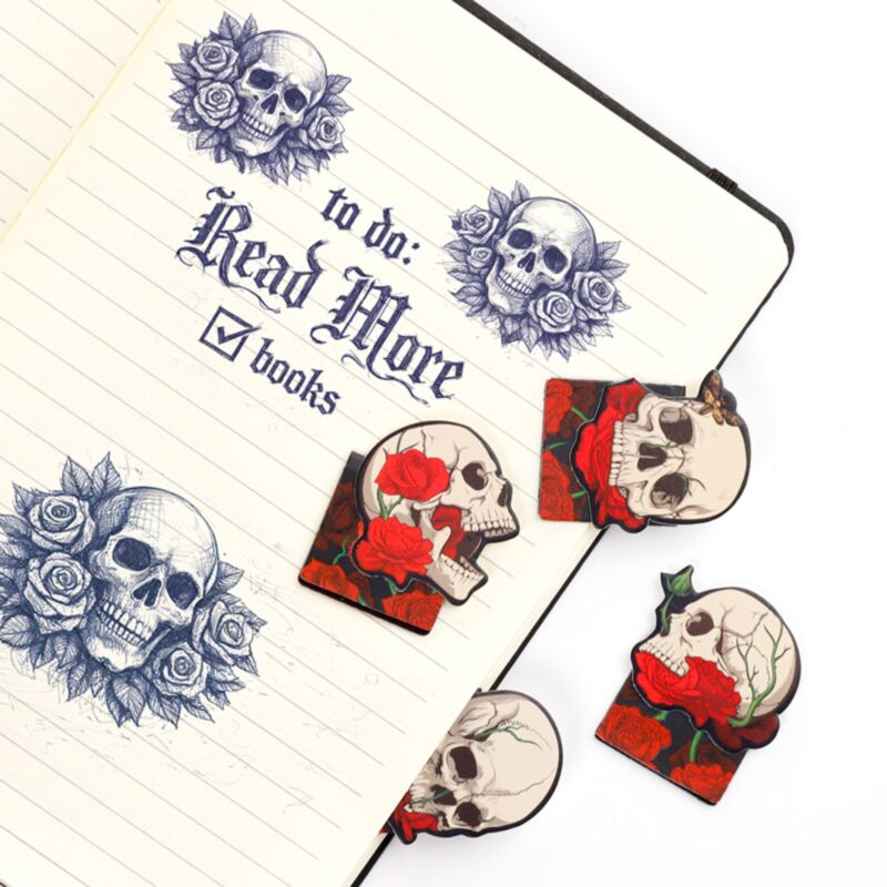 Skulls & Roses Magnetic Bookmark