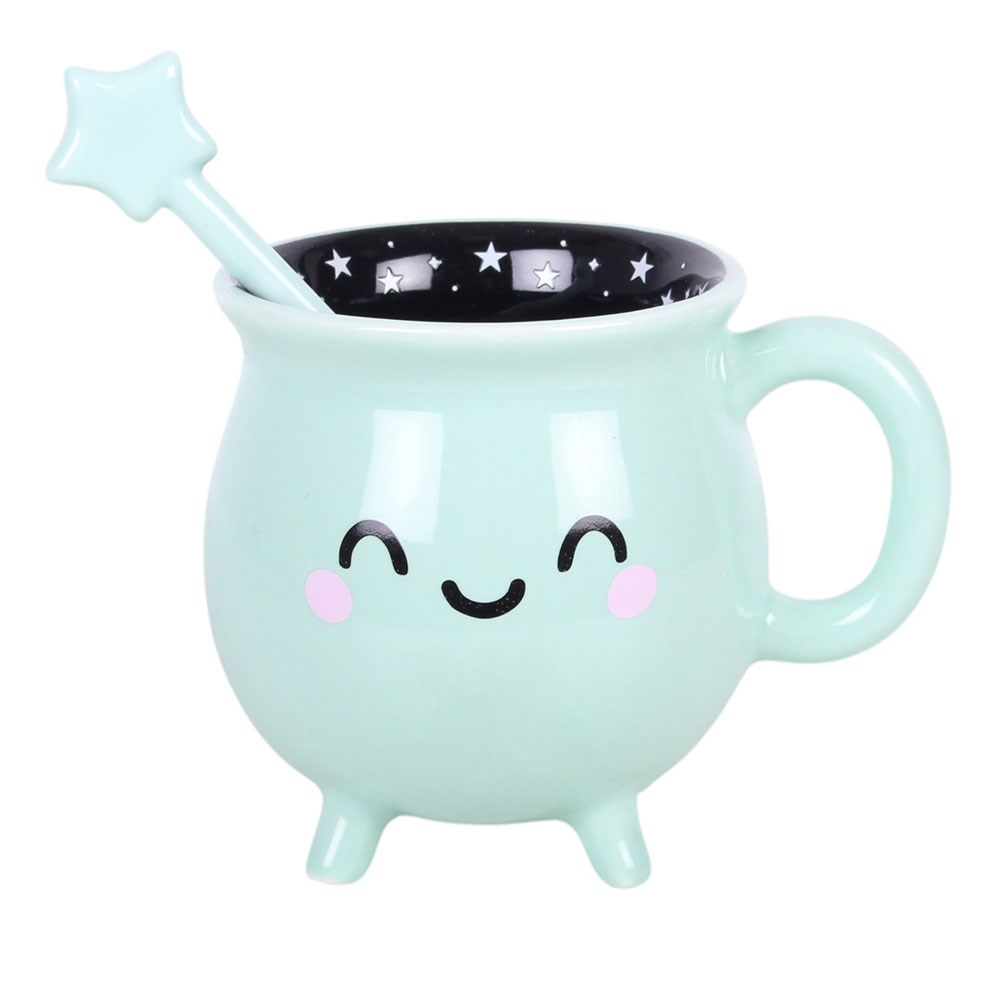 Candy Cauldron Mint Green Cauldron Mug with Wand Stirrer
